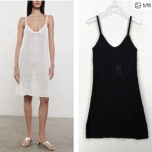 Enza Costa Open Knit Black Mini Dress